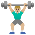 🏋🏼‍♂️ man lifting weights: medium-light skin tone display on Google